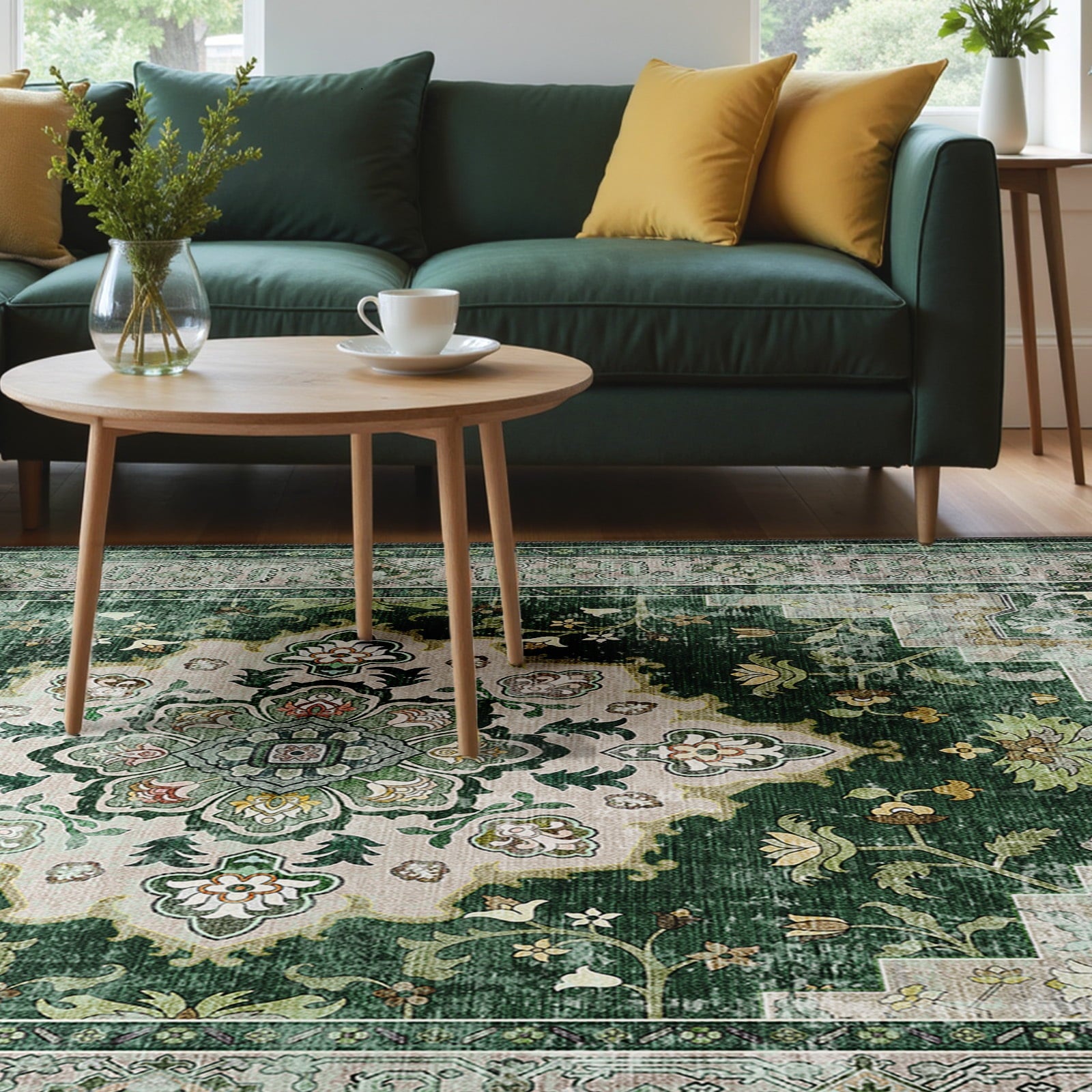 NewBuros 9'x12' Area Rugs, Machine Washable Non Slip Rugs for Living R