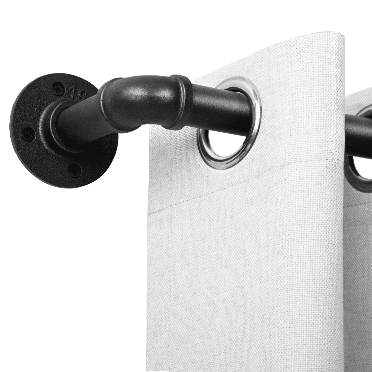 1 Inch Industrial Adjustable Curtain Rod for Windows 48 to 86,Indoor/Outdoor Pipe Wrap Around Curtain Rod