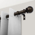 1 Single Curtain Rod for Windows 72-144,Heavy Duty and Adjustable Length Curtain Rod with Round Ball Finial Easy to Install,Bronze