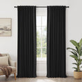 100% Blackout Faux Linen Curtains for Bedroom 90 Inches Long,2 Panels Set,Thermal Insulated Back Tab Drapes,50Wx90L,Black