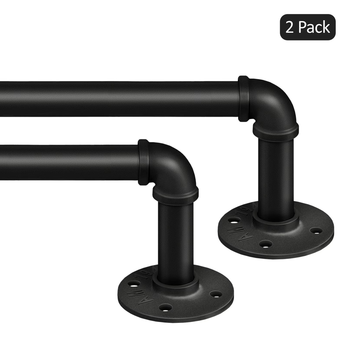 2 Pack 32" to 72" Curtain Rods for Windows, 1 inch Industrial Curtain Rod, Adjustable Wrap Around Curtain Rods, Industrial Indoor/Outdoor Curtain Rod, Black