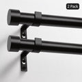 2 Pack 66"-120" Curtain Rods, 1 inch Diameter Window Curtain Rod Set,Heavy Duty Curtain Rods with Aluminium Finials,Black