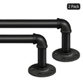 2 Pack 66" to 120" Curtain Rods for Windows, 1 inch Industrial Curtain Rod, Adjustable Wrap Around Curtain Rods, Industrial Indoor/Outdoor Curtain Rod, Black