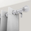 Adjustable Curtain Rod for Windows 72''-144'',1'' Round Ball Finial Single Curtain Rod,Easy to Install,Sliver