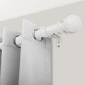 Adjustable Curtain Rod for Windows 120-2240,1 Round Ball Finial Single Curtain Rod,Easy to Install,White