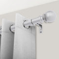 Adjustable Curtain Rod for Windows 32-48,1 Round Ball Finial Single Curtain Rod,Easy to Install,Sliver