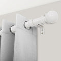 Adjustable Curtain Rod for Windows 144''-168'',1'' Round Ball Finial Single Curtain Rod,Easy to Install,White