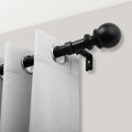1'' Adjustable Curtain Rod, 32''-72'' Heavy Duty Black Curtain Rod with Classic Ball Finials,Ceiling Mounted Indoor/Outdoor Curtain Rods