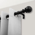 Black Curtain Rod,1 Diameter Ball Finial Curtain Rod with Adjustable Bracket for Window 32-168